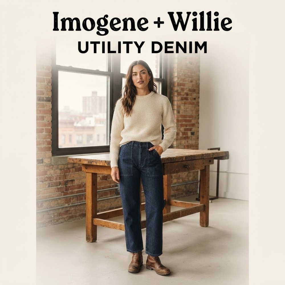 Imogene + Willie Cotton Linen Utility Trousers Jeans M Military Workwear Artisan